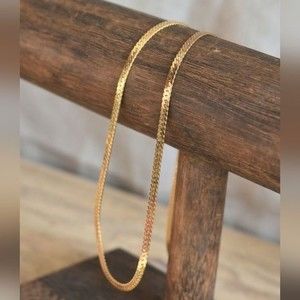 Vintage Gold Plated 3mm Herringbone Chain 18"